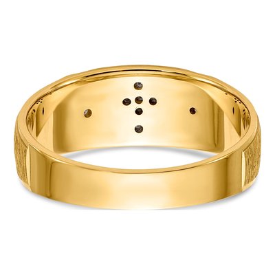 Men's 14K Yellow Gold Diamond Cross Wedding Band – view 6
