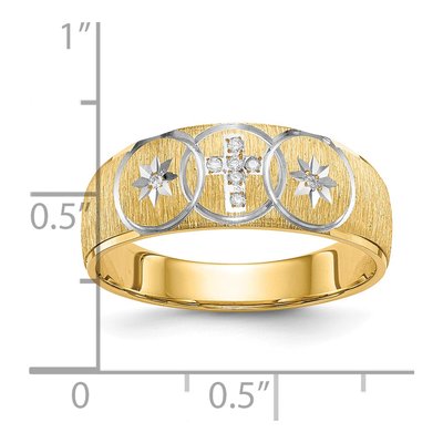 Men's 14K Yellow Gold Diamond Cross Wedding Band – view 8
