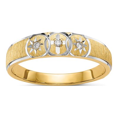 14K Yellow Gold Diamond Trio Wedding Band