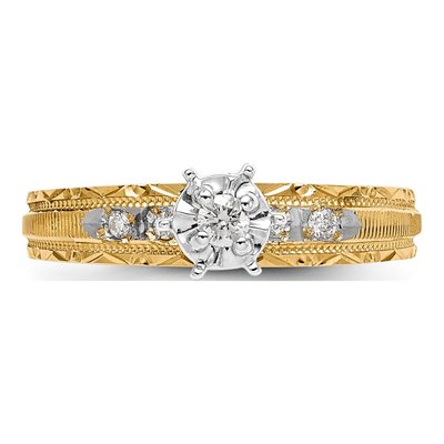 14K Yellow Gold 1/10 ct tw Diamond Trio Engagement Ring – view 5