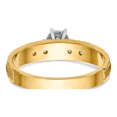 14K Yellow Gold 1/10 ct tw Diamond Trio Engagement Ring – view 6