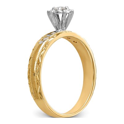 14K Yellow Gold 1/10 ct tw Diamond Trio Engagement Ring – view 7