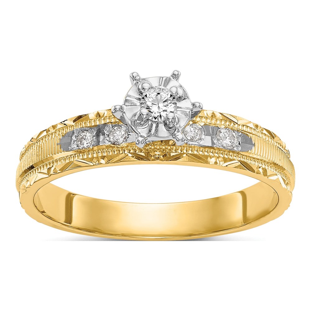14K Yellow Gold Diamond Trio Engagement Ring