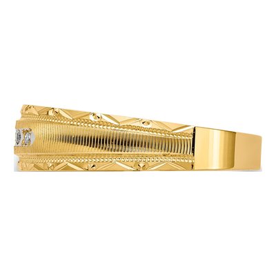 Men's 14K Yellow Gold 1/20 ct tw Diamond Trio Wedding Band – view 4