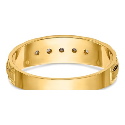 Men's 14K Yellow Gold 1/20 ct tw Diamond Trio Wedding Band – view 6