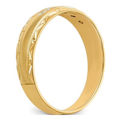 Men's 14K Yellow Gold 1/20 ct tw Diamond Trio Wedding Band – view 7