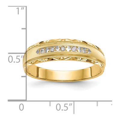 Men's 14K Yellow Gold 1/20 ct tw Diamond Trio Wedding Band – view 8