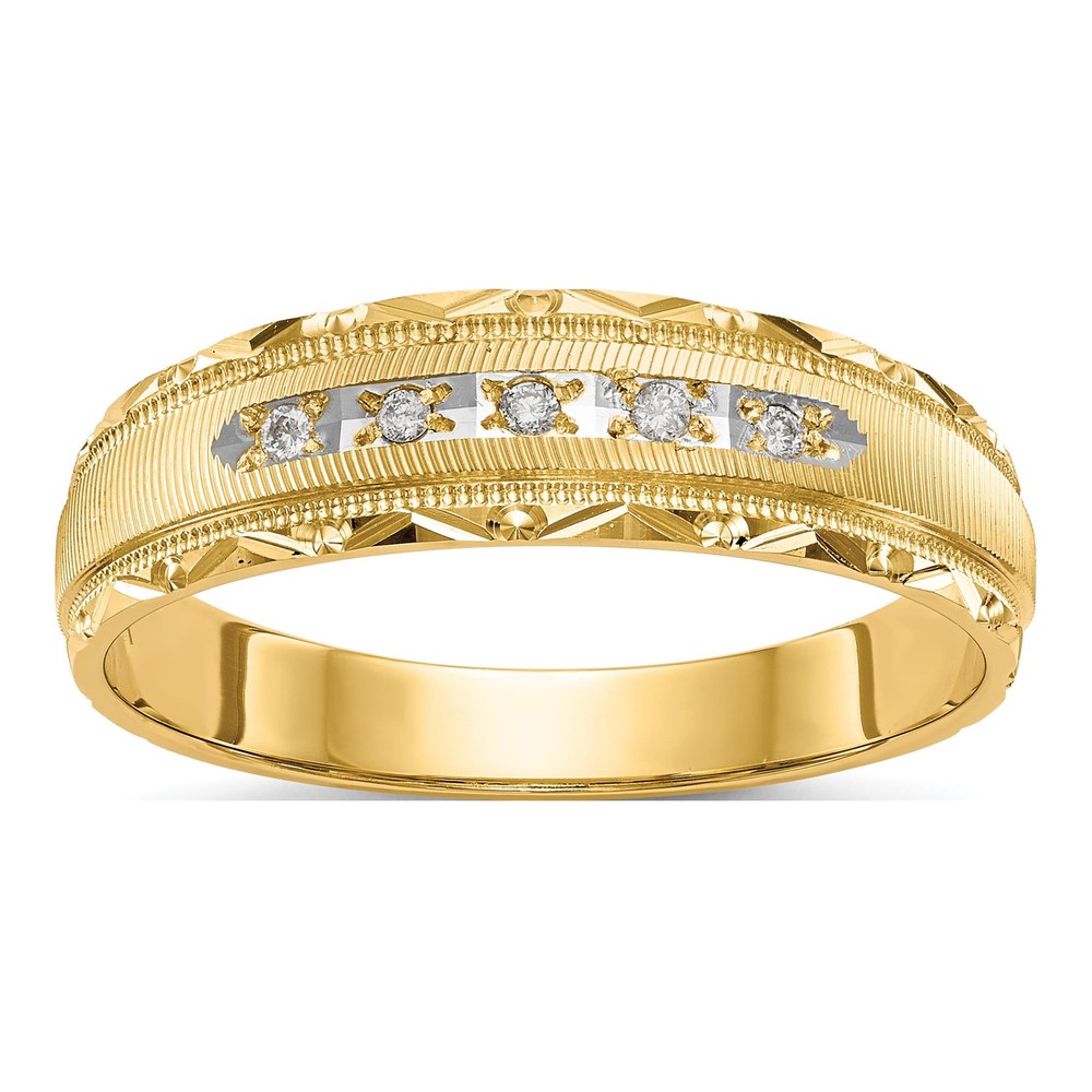 Men's 14K Yellow Gold 1/20 ct tw Diamond Trio Wedding Band