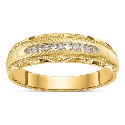 Men's 14K Yellow Gold 1/20 ct tw Diamond Trio Wedding Band