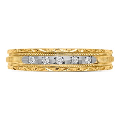 14K Yellow Gold 1/20 ct tw Diamond Wedding Band – view 5