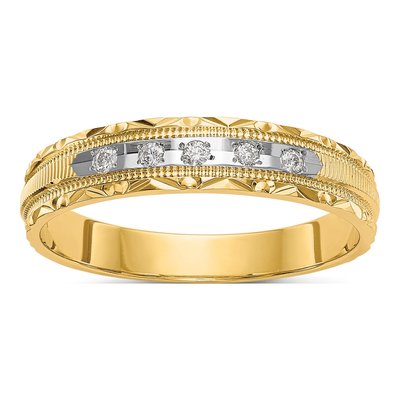 14K Yellow Gold 1/20 ct tw Diamond Wedding Band