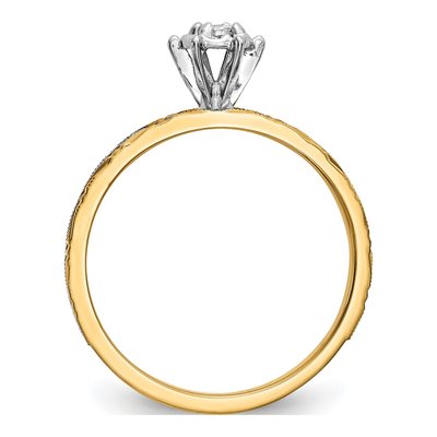 14K Yellow Gold 1/10 ct tw Diamond Trio Engagement Ring – view 2