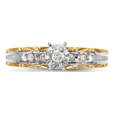 14K Yellow Gold 1/10 ct tw Diamond Trio Engagement Ring – view 4