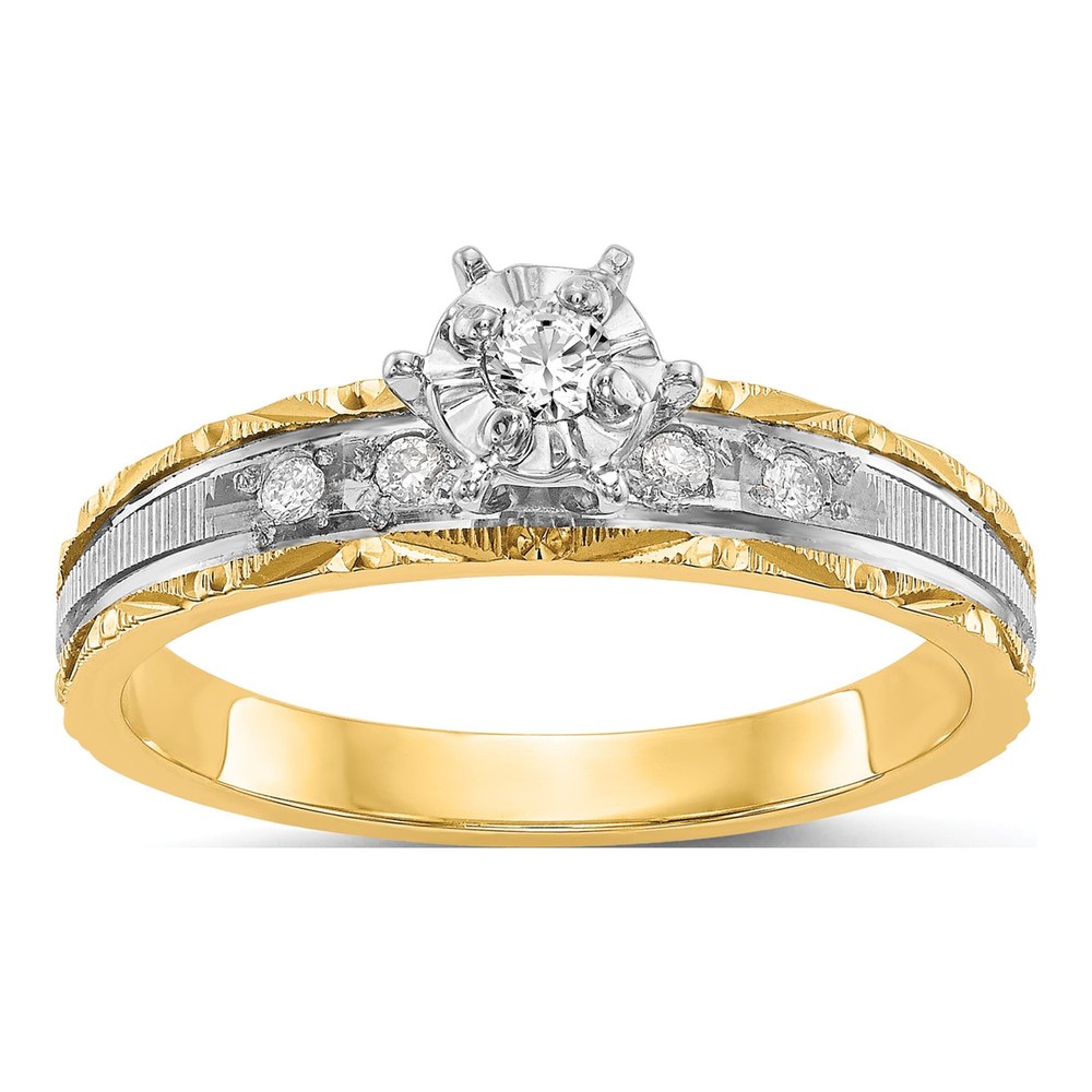 14K Yellow Gold Diamond Trio Engagement Ring