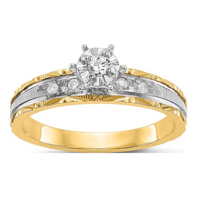 14K Yellow Gold 1/10 ct tw Diamond Trio Engagement Ring