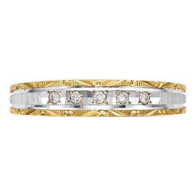 14K Yellow Gold 1/20 ct tw Diamond Trio Wedding Band – view 4