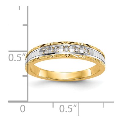 14K Yellow Gold 1/20 ct tw Diamond Trio Wedding Band – view 7