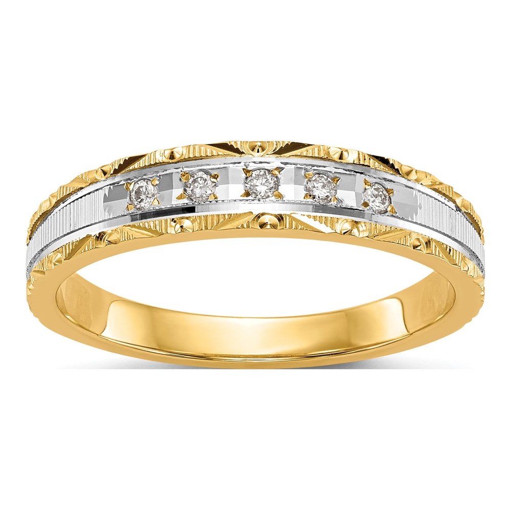 14K Yellow Gold 1/20 ct tw Diamond Trio Wedding Band