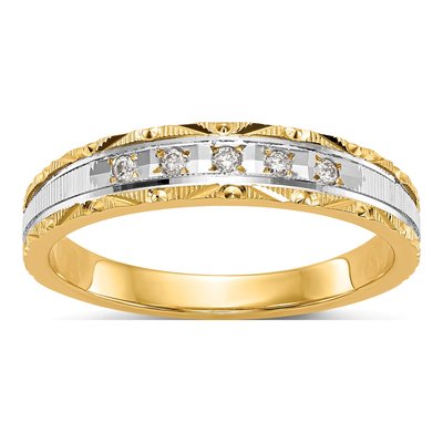 14K Yellow Gold 1/20 ct tw Diamond Trio Wedding Band