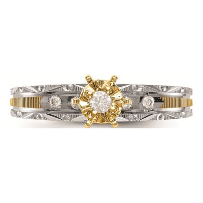 14K Yellow Gold 1/10 ct tw Diamond Trio Engagement Ring – view 4