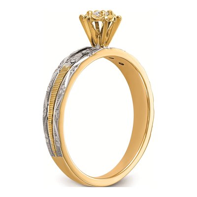 14K Yellow Gold 1/10 ct tw Diamond Trio Engagement Ring – view 6
