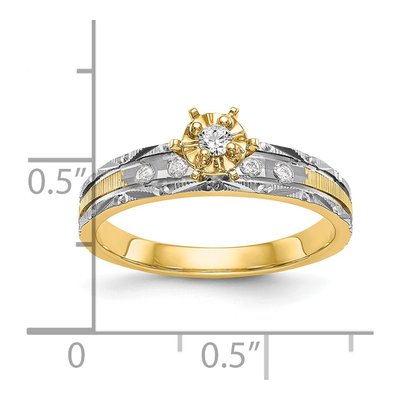 14K Yellow Gold 1/10 ct tw Diamond Trio Engagement Ring – view 8
