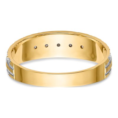 Men's 14K Yellow Gold 1/20 ct tw Diamond Trio Wedding Band – view 5