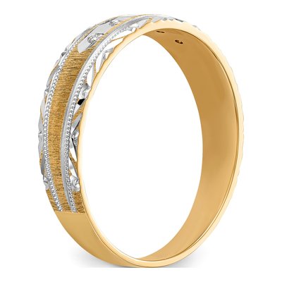 Men's 14K Yellow Gold 1/20 ct tw Diamond Trio Wedding Band – view 6