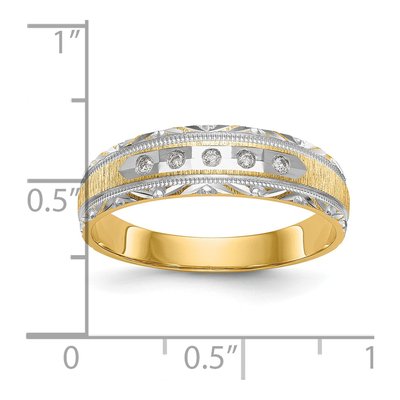 Men's 14K Yellow Gold 1/20 ct tw Diamond Trio Wedding Band – view 7