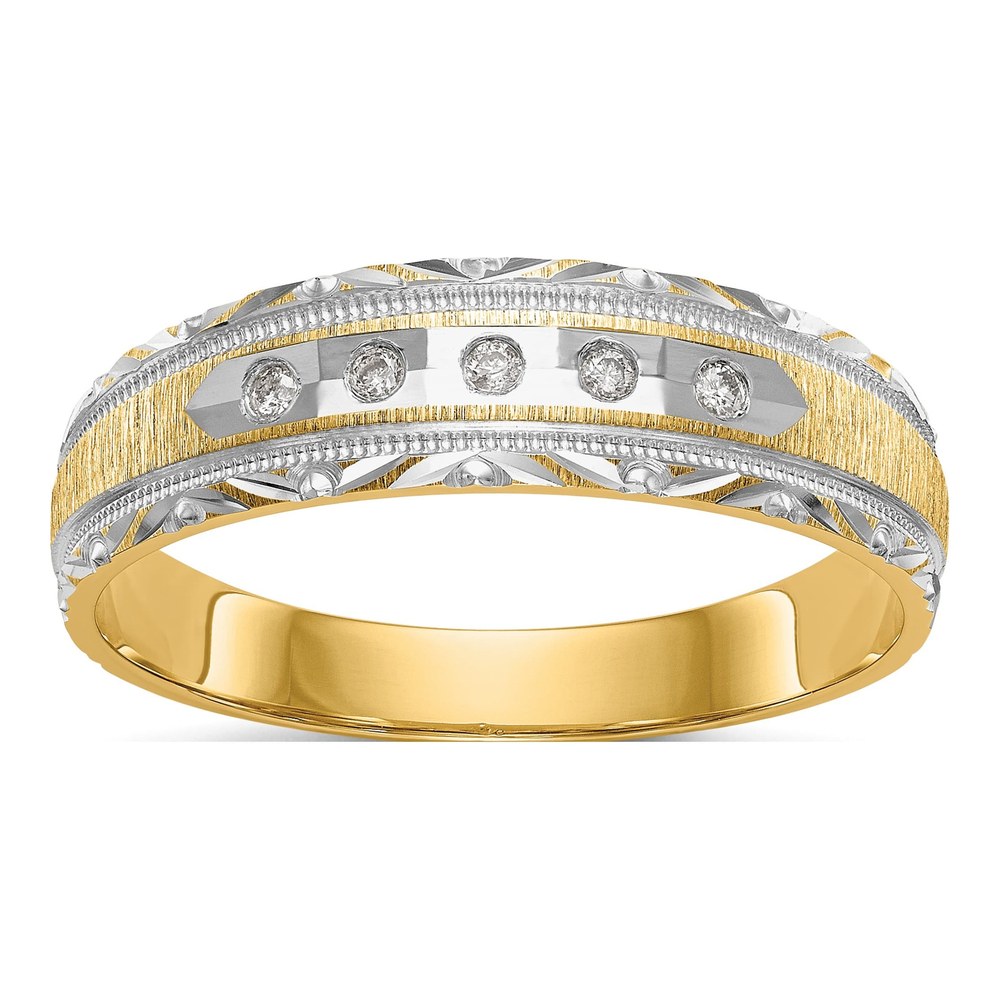 Men's 14K Yellow Gold Trio Diamond Wedding Band
