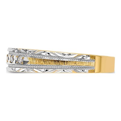 14K Yellow Gold 1/20 ct tw Diamond Trio Wedding Band – view 3
