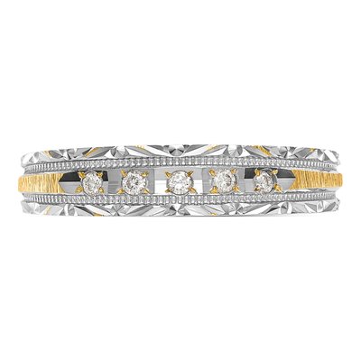 14K Yellow Gold 1/20 ct tw Diamond Trio Wedding Band – view 4