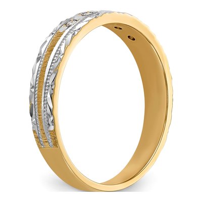 14K Yellow Gold 1/20 ct tw Diamond Trio Wedding Band – view 6
