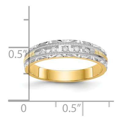 14K Yellow Gold 1/20 ct tw Diamond Trio Wedding Band – view 7