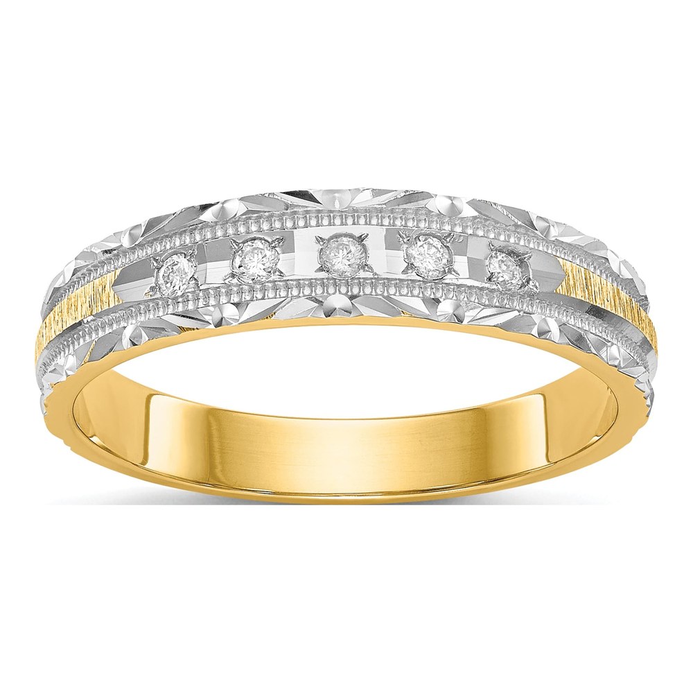 14K Yellow Gold 1/20 ct tw Diamond Trio Wedding Band