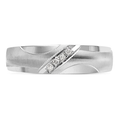 Men's 14K White Gold 1/20 ct tw Diamond Trio Wedding Band – view 4