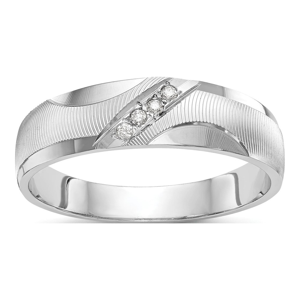 14K White Gold Diamond Trio Men's Wedding Band