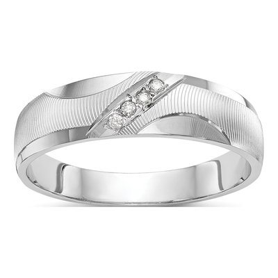 Men's 14K White Gold 1/20 ct tw Diamond Trio Wedding Band