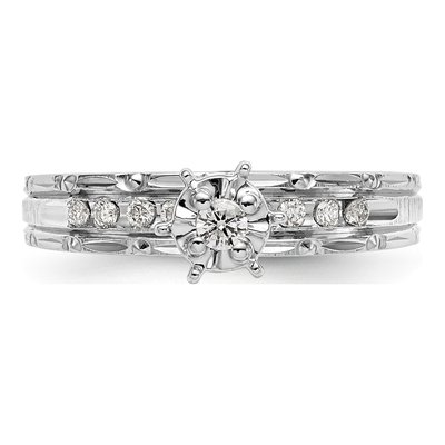 14K White Gold 1/8 ct tw Diamond Trio Engagement Ring – view 4