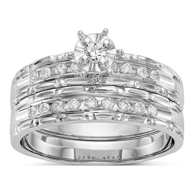 14K White Gold 1/8 ct tw Diamond Trio Engagement Ring – view 7