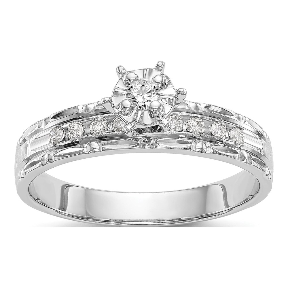 14K White Gold 1/8 ct tw Diamond Trio Engagement Ring