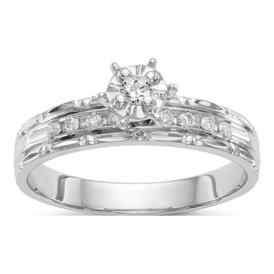 14K White Gold 1/8 ct tw Diamond Trio Engagement Ring