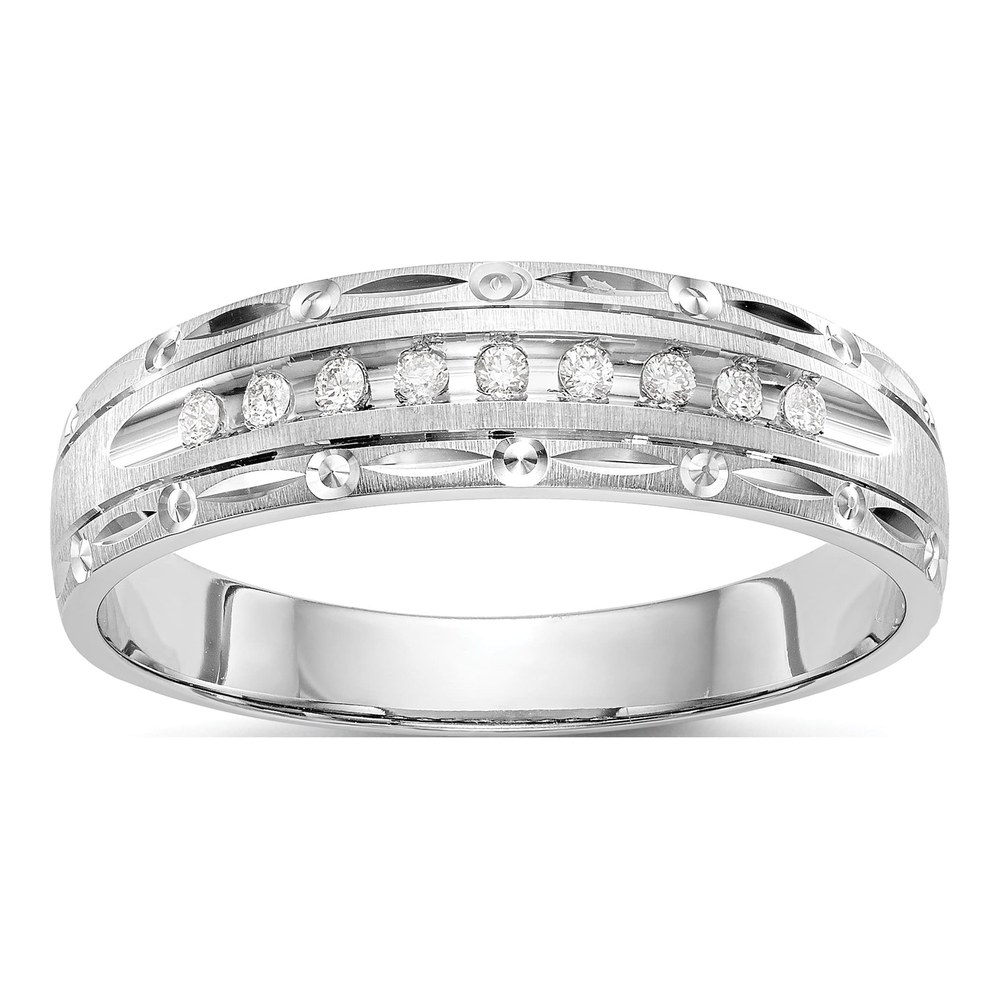 Men's 14K White Gold Diamond Wedding Band
