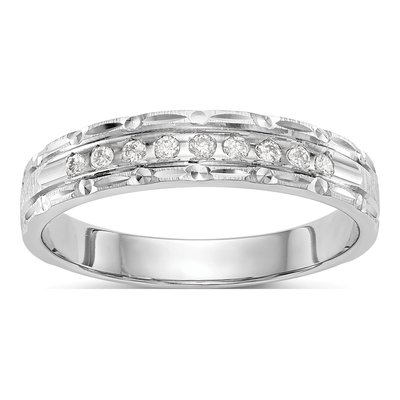 14K White Gold 1/10 ct tw Diamond Wedding Band
