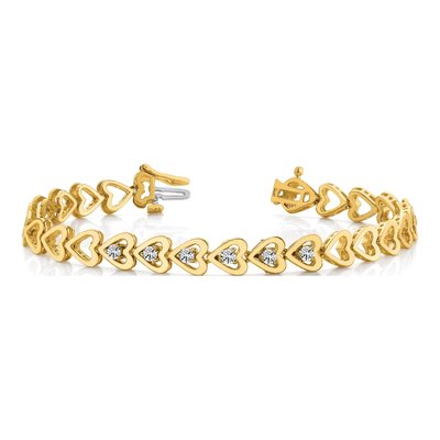 14K Yellow Gold Add-A-Diamond Heart Bracelet – view 6