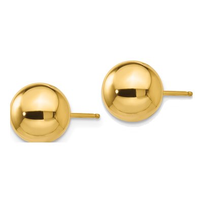14K Yellow Gold Puffed Ball Stud Earrings – view 3