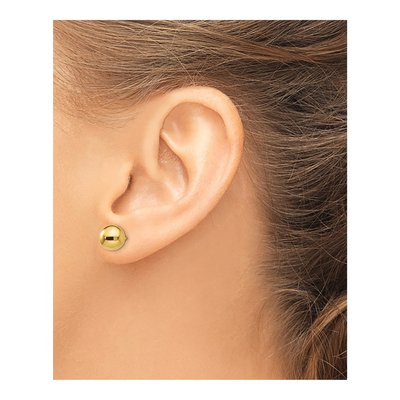 14K Yellow Gold Puffed Ball Stud Earrings – view 4