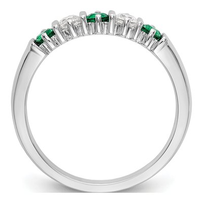 14K White Gold 1/5 ct tw Emerald & Diamond Wedding Band – view 3