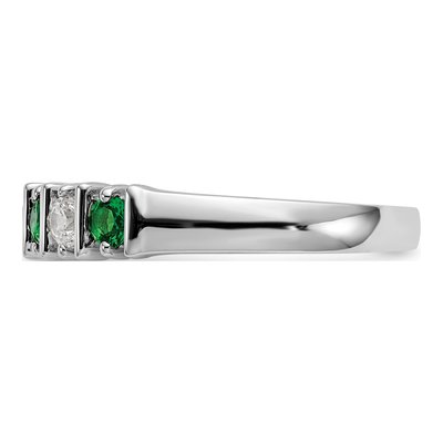 14K White Gold 1/5 ct tw Emerald & Diamond Wedding Band – view 4