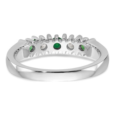 14K White Gold 1/5 ct tw Emerald & Diamond Wedding Band – view 6